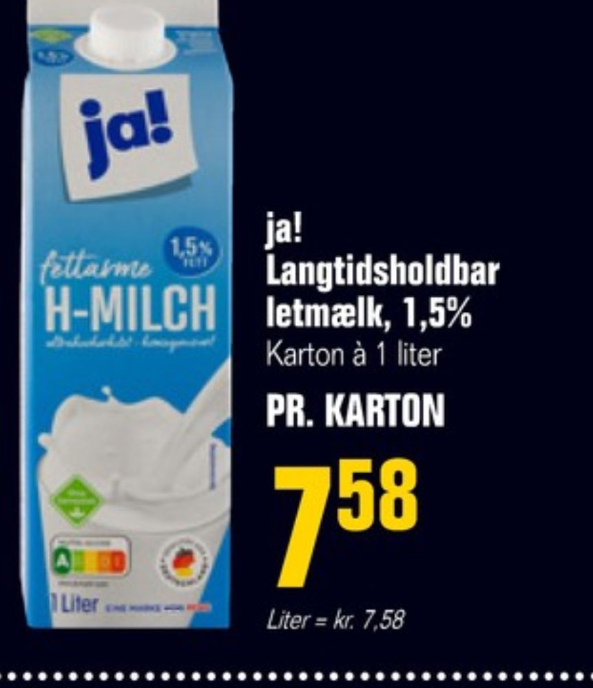 ja!, Letmælk Langtidsholdbar 1,5%