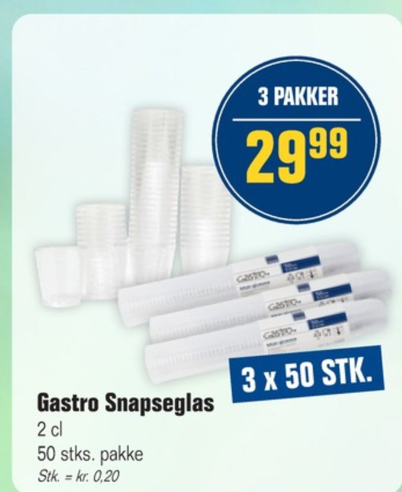 Gastro Line, Engangsglas