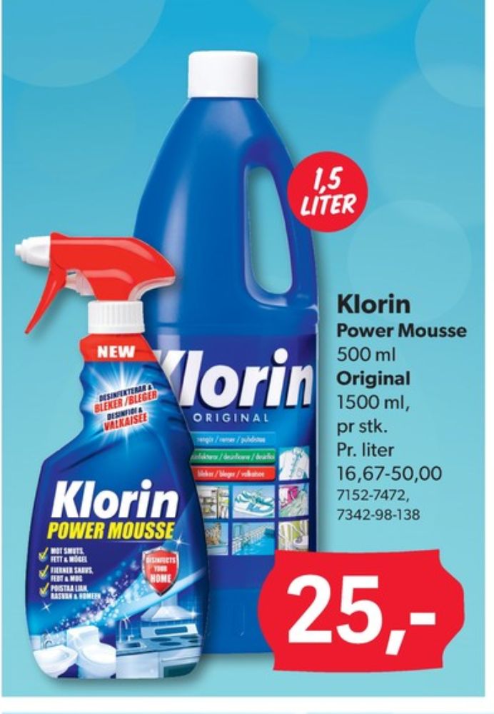 Klorin, Rengøringsmiddel