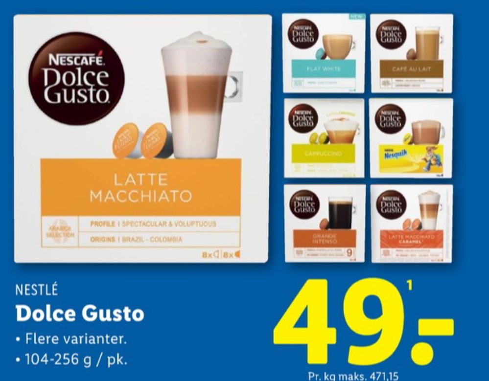 Nescafe Dolce Gusto Grande, Kaffekapsler