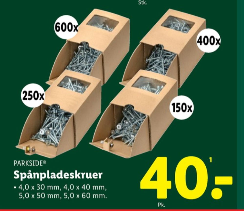 Parkside, Skruer