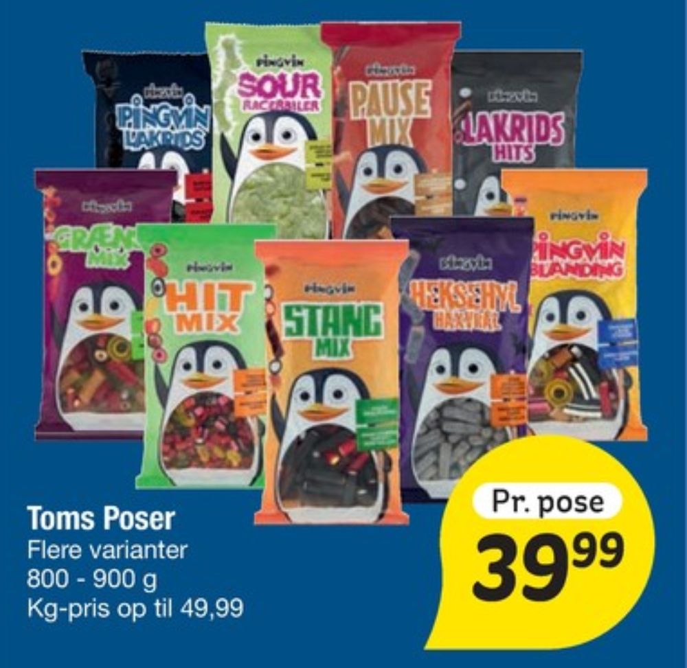 Toms Pingvin Blanding, Slikposer