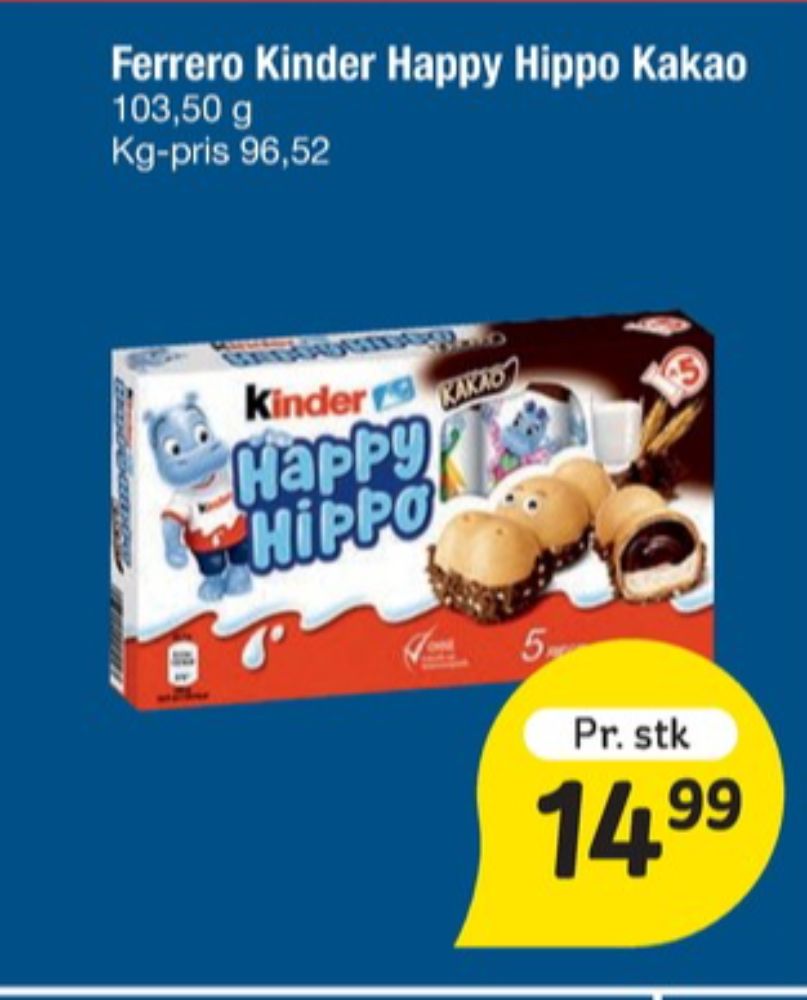 Kinder Happy Hippo, Chokoladestænger