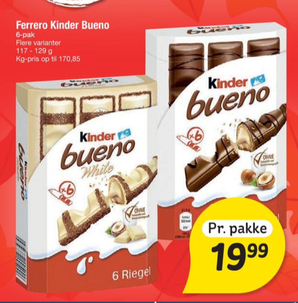 Kinder Bueno, Chokoladestænger