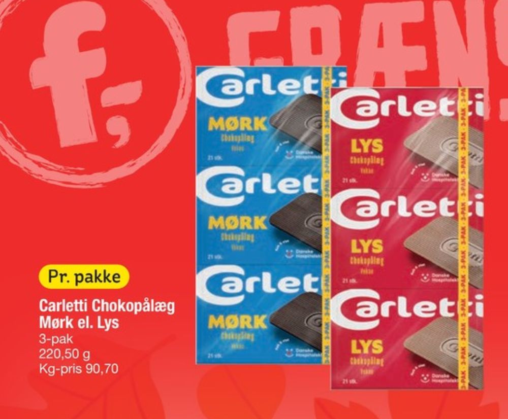 Carletti Den Mørke, Pålægschokolade Mørk