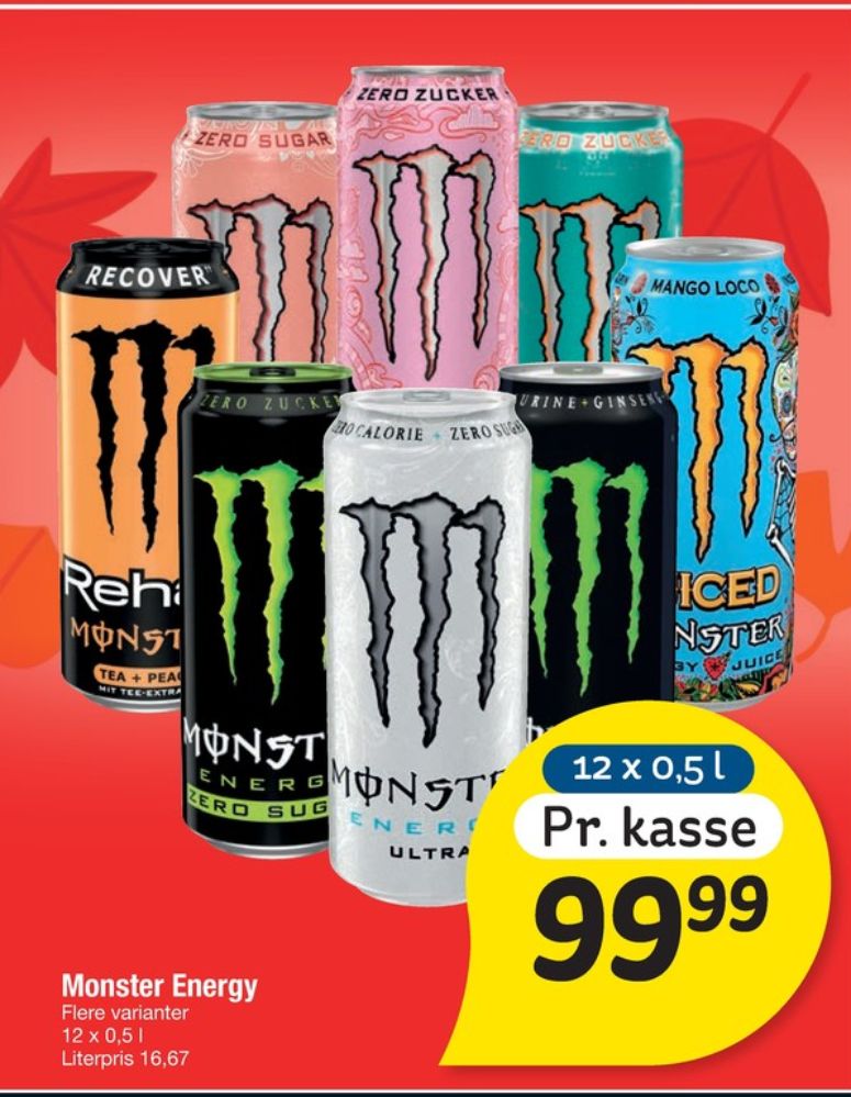 Monster Rehab Peach Tea, Energidrik 12 pk.