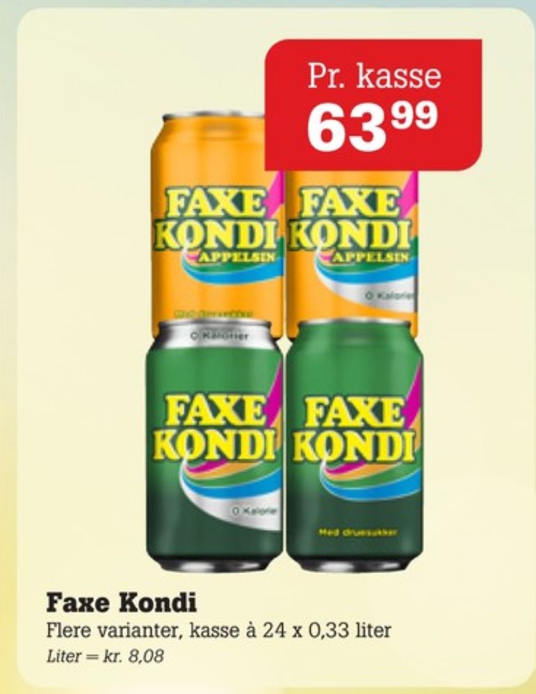 Faxe Kondi 0 Kalorier Appelsin, Appelsinsodavand 24 pk.
