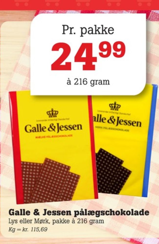 Galle & Jessen, Pålægschokolade Mælk