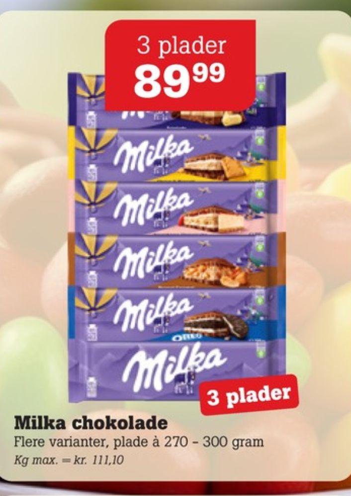 Milka Oreo, Chokoladeplade 