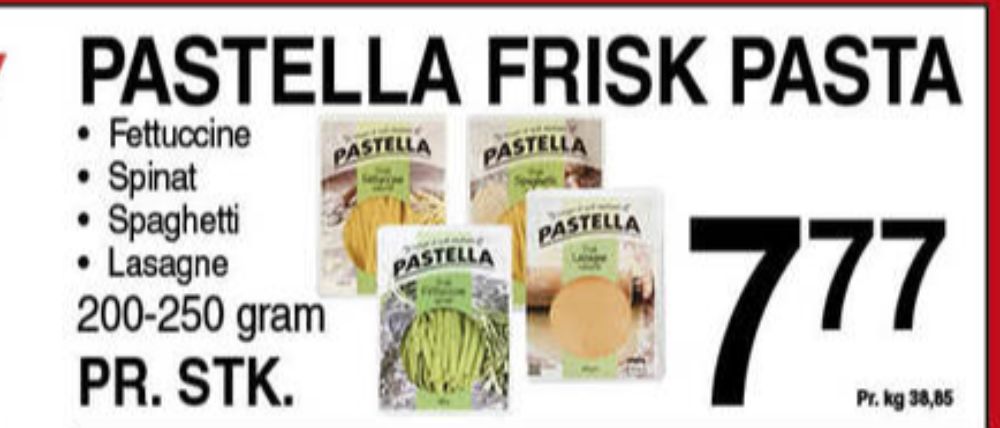 Pastella, Lasagneplader Naturel