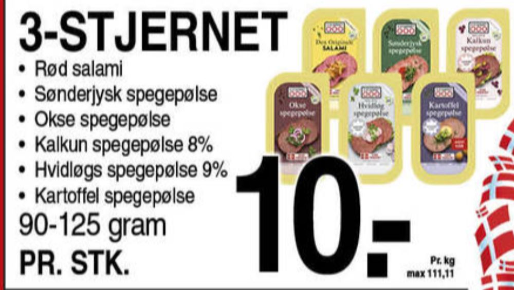 3-stjernet Gul bordpak, Sønderjysk Spegepølse