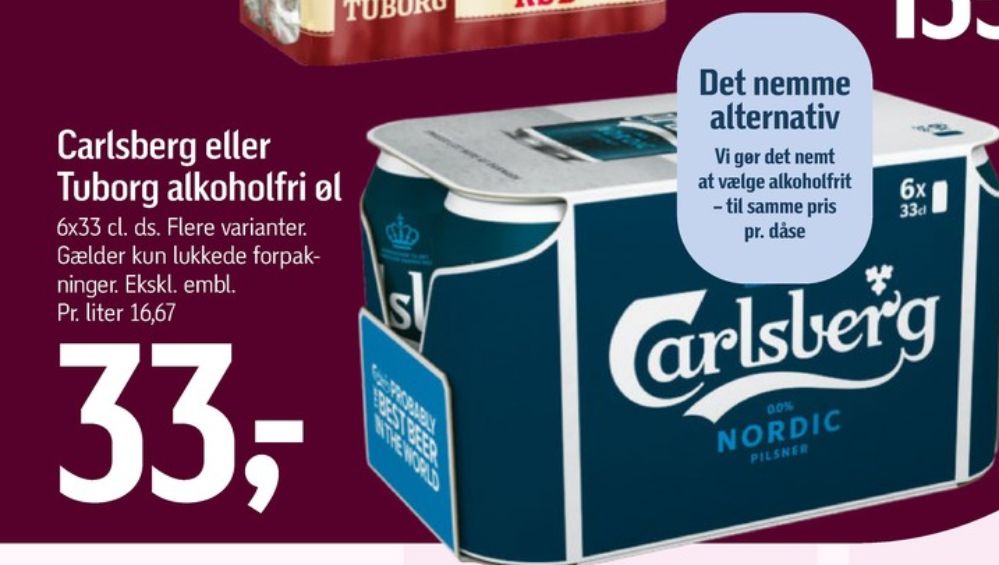 Tuborg Classic 0,0, Øl - Alkoholfri 6 pk.