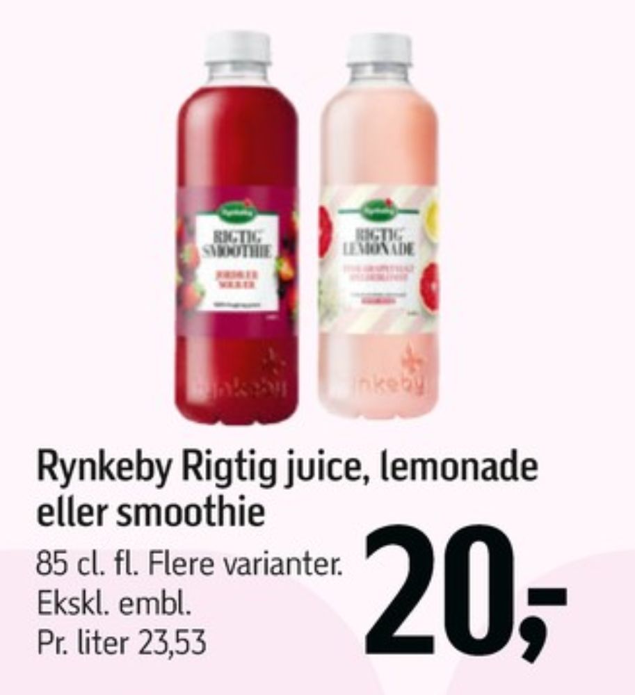 Rynkeby Rigtig, Jordbær & Solbær Smoothie 