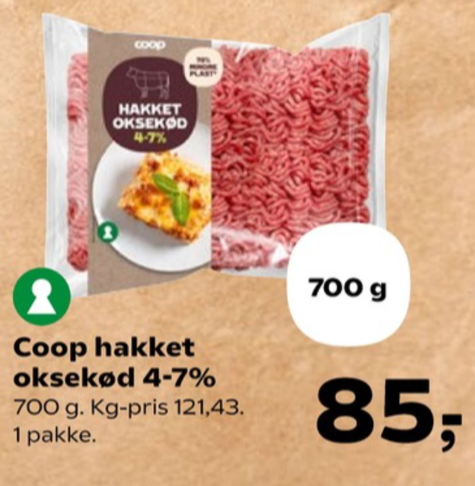 Coop, Hakket oksekød 4-7%