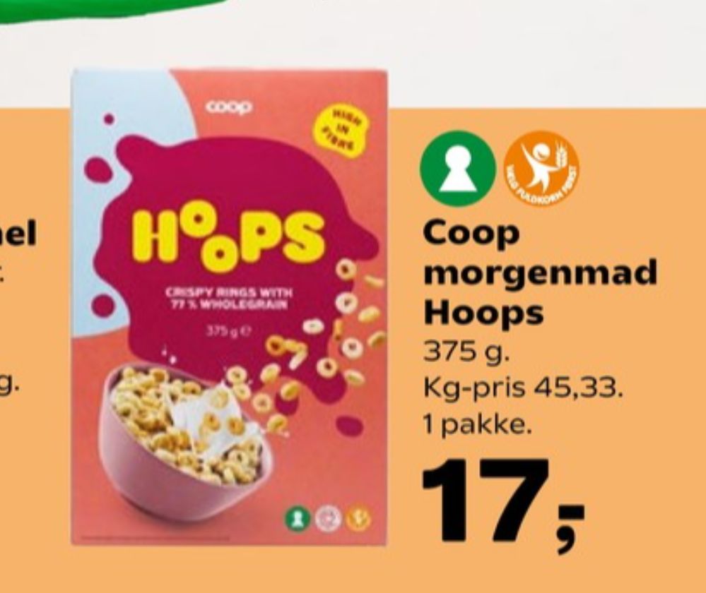 Coop Hoops, Morgenmadsprodukt