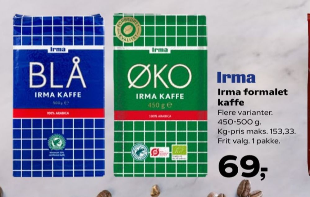 Irmas Blå, Kaffebønner