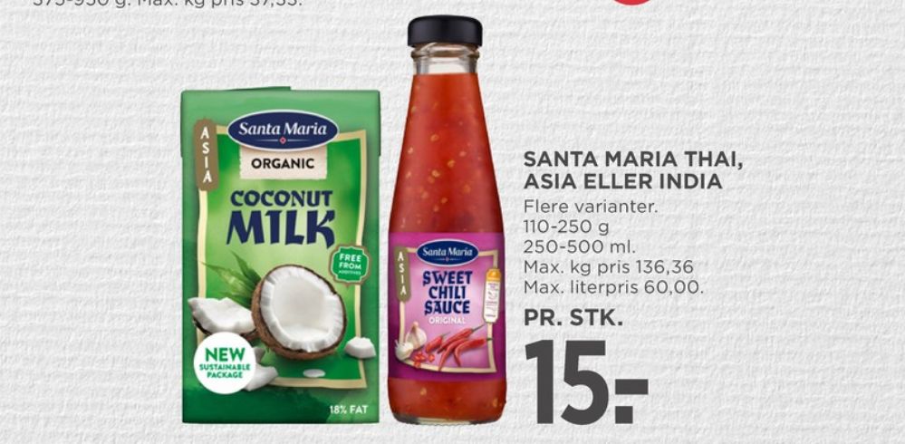 Santa Maria, Kokosmælk