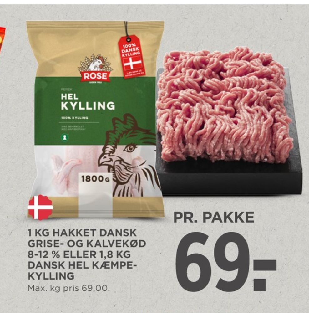 Hakket kalv og grisekød 8-12%