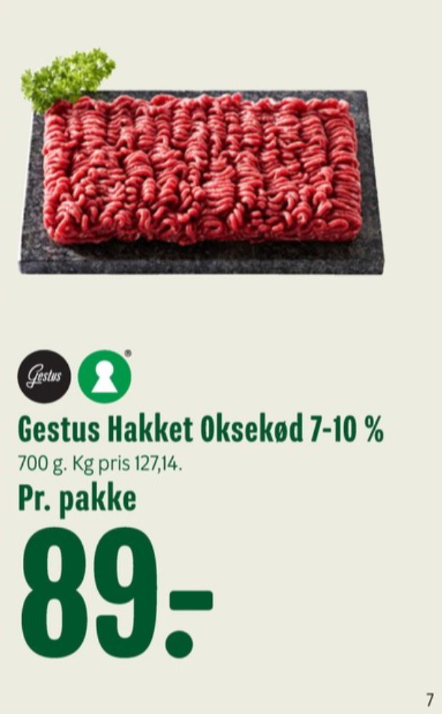 Gestus, Hakket oksekød 7-10%