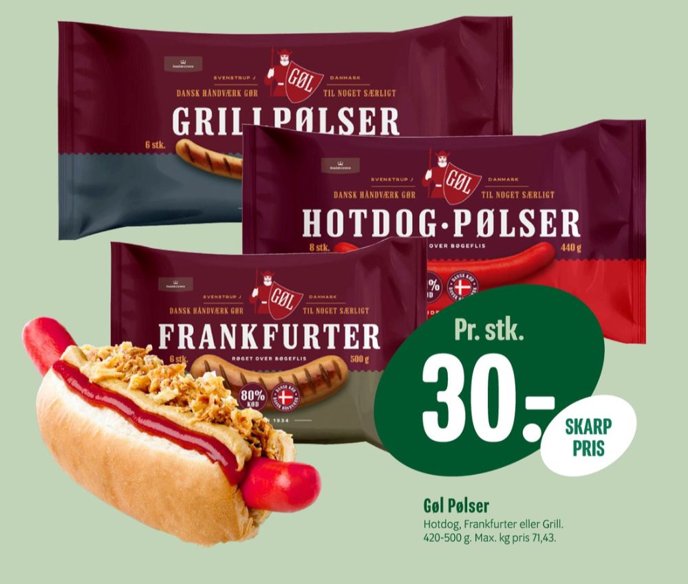 Gøl, Hotdogpølser