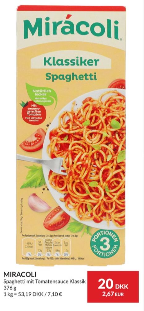Mirácoli, Pastaretter