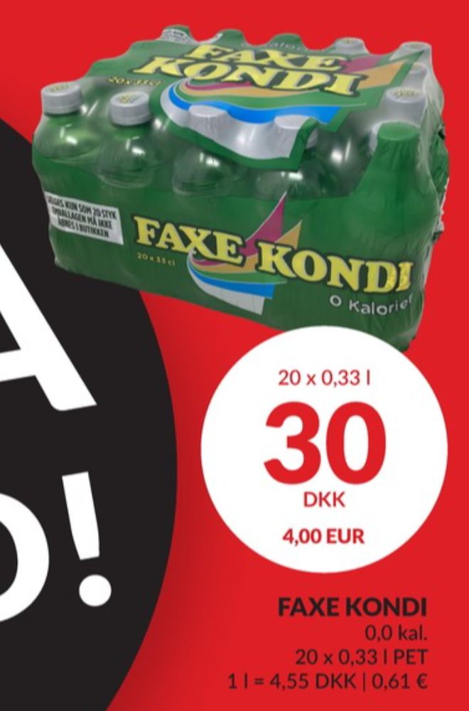 Faxe Kondi 0 Kalorier, Sportssodavand 20 pk.