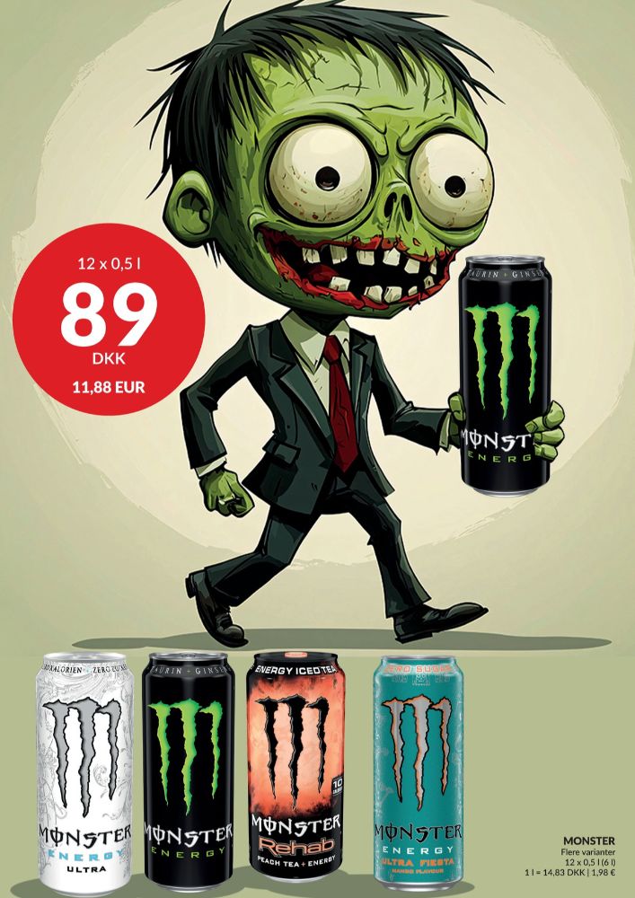 Monster Rehab Peach Tea, Energidrik 12 pk.