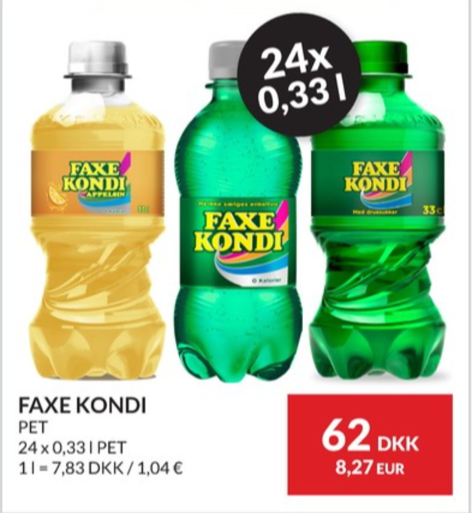 Faxe Kondi 0 Kalorier Appelsin, Appelsinsodavand 24 pk.