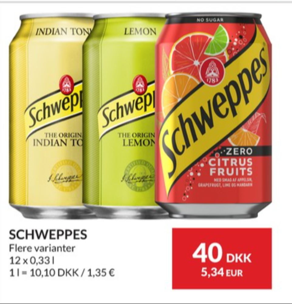 Schweppes Citrus Fruits Zero, Sodavand 12 pk.