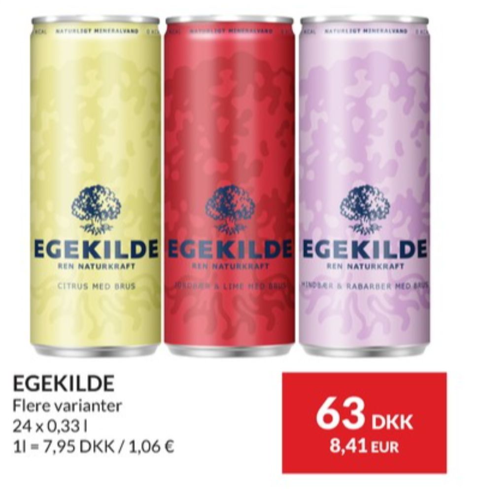 Egekilde Hindbær & Rabarber, Mineralvand med brus 24 pk.