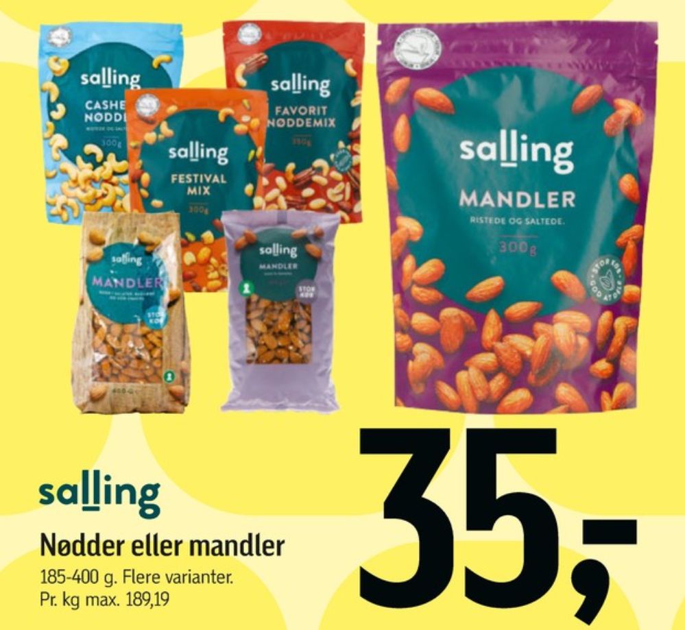 Salling, Mandler ristede og saltede