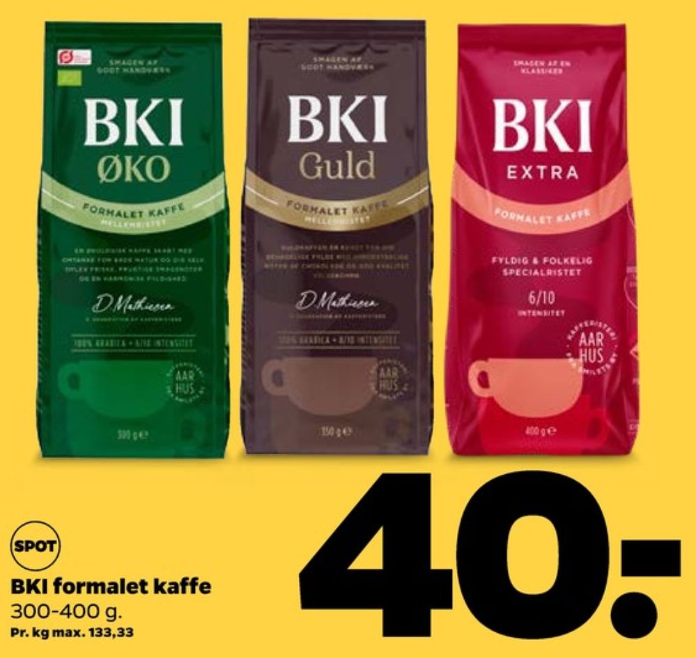 BKI Extra Specialristet, Kaffe Formalet