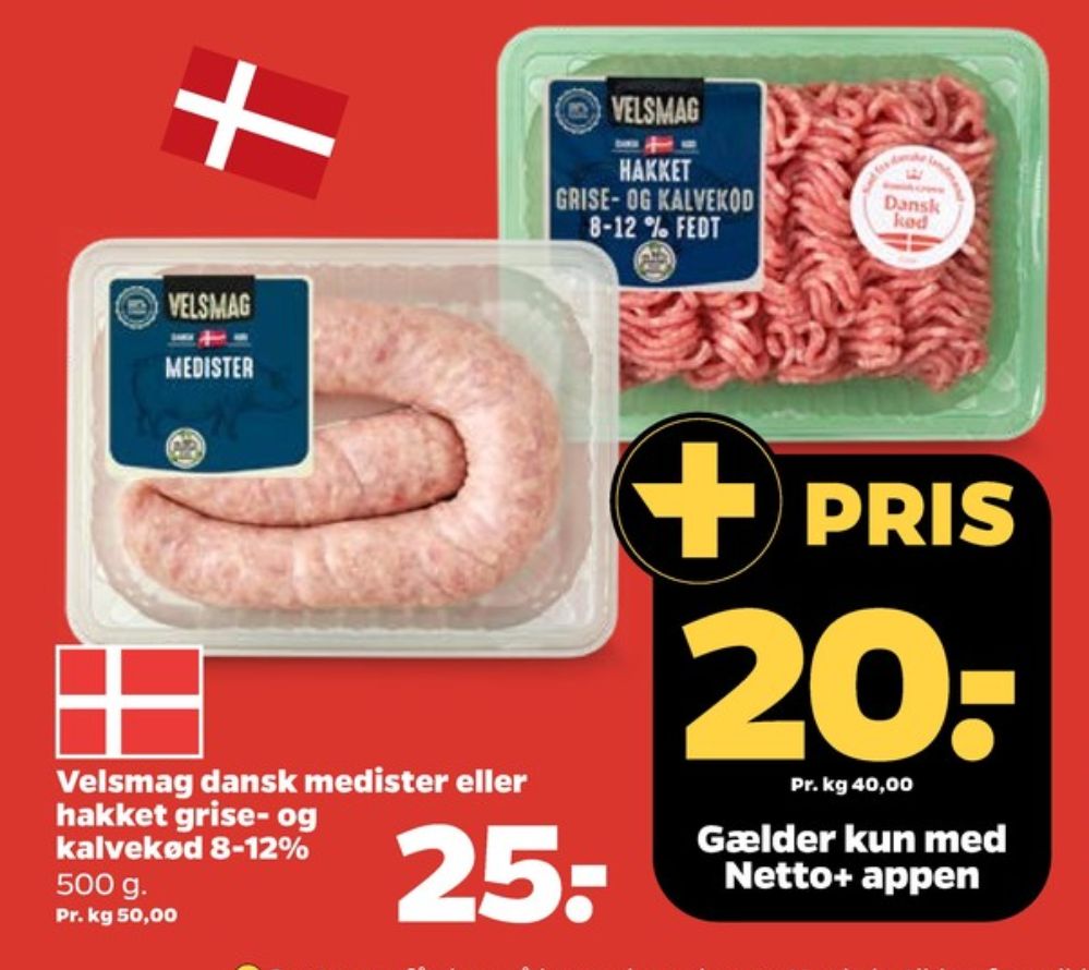 Velsmag, Hakket kalv og grisekød 8-12%