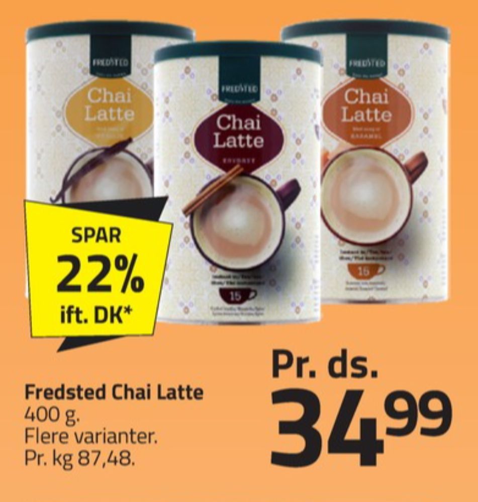 Fredsted Chai Latte, Instant Te Karamel