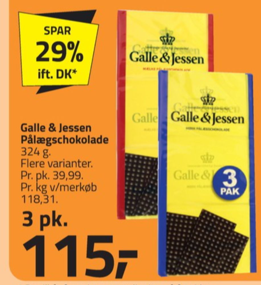 Galle & Jessen, Pålægschokolade Mørk