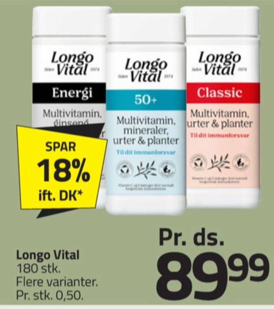Longo Vital, Vitaminer