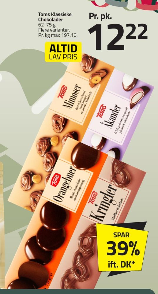 Toms Kringler, Dessertchokolade Mælkechokolade