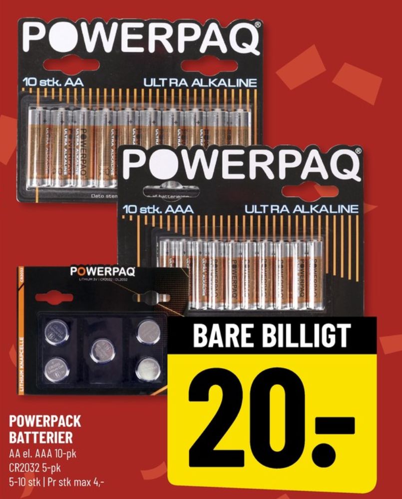 Powerpaq, Batterier