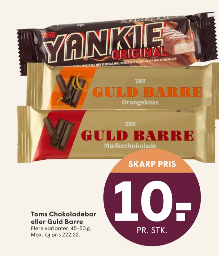 Toms Guldbarre, Chokoladebar Mælkechokolade