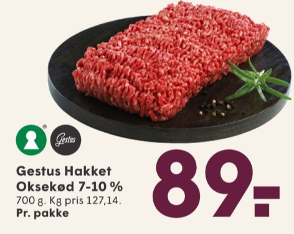 Gestus, Hakket oksekød 7-10%