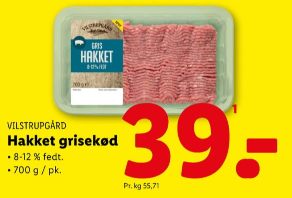 Vilstrupgård, Hakket grisekød 8-12%