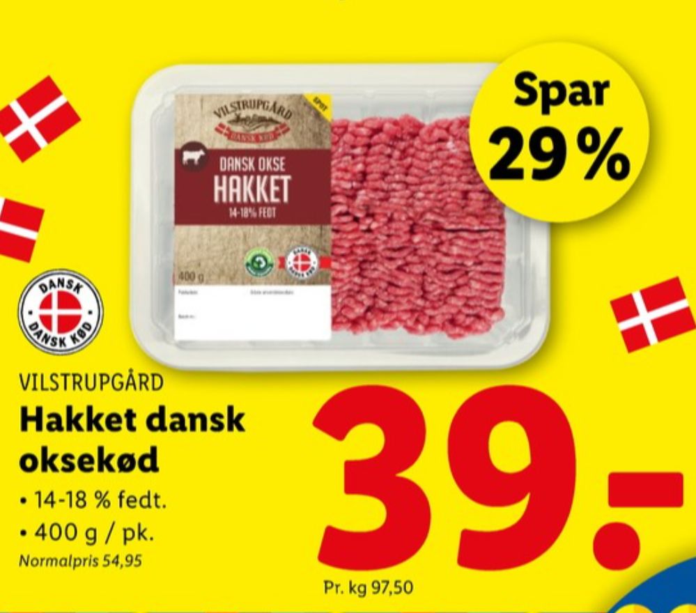 Vilstrupgård, Hakket oksekød 14-18%
