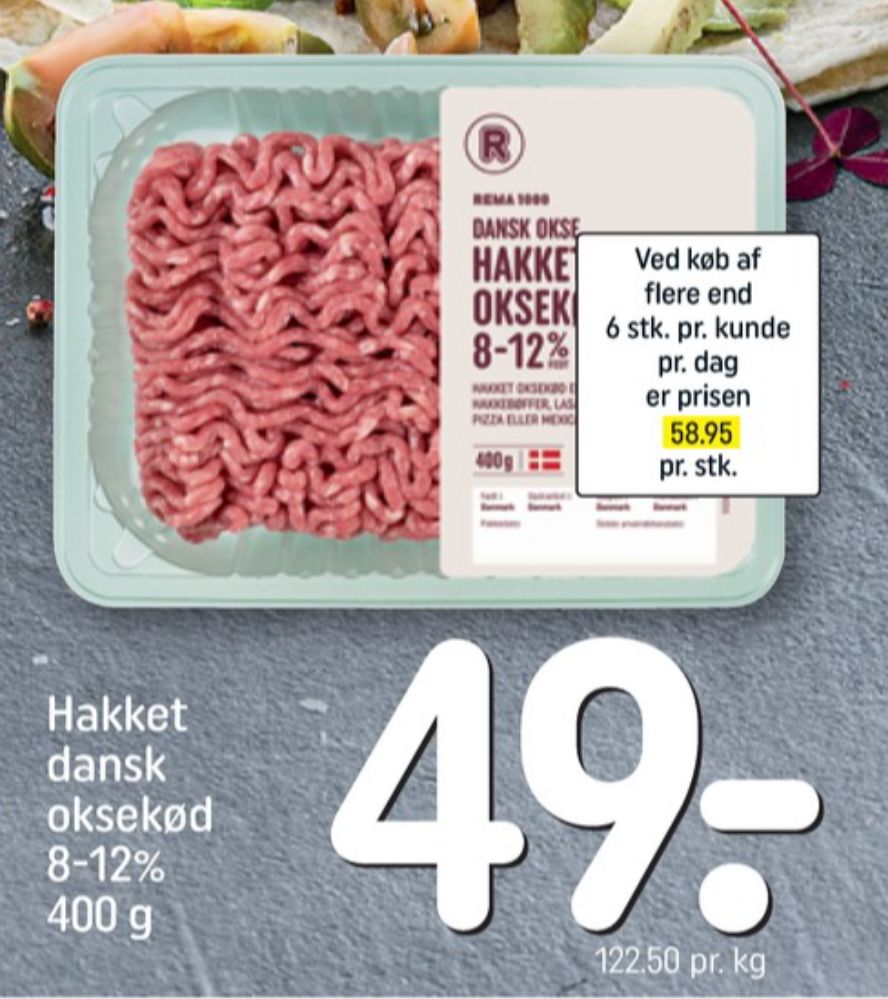 Rema 1000, Hakket oksekød 8-12%