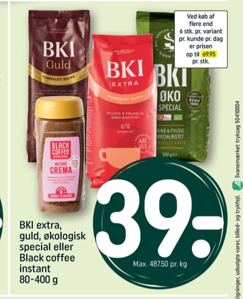 BKI Extra Specialristet, Kaffe Formalet