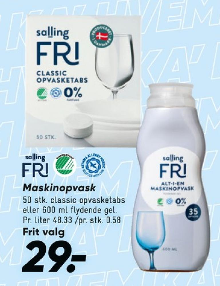 Salling Fri, Maskinopvask-tabs
