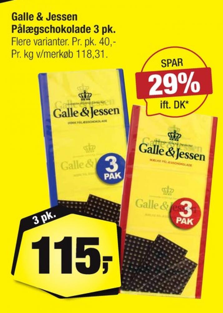 Galle & Jessen, Pålægschokolade Mørk