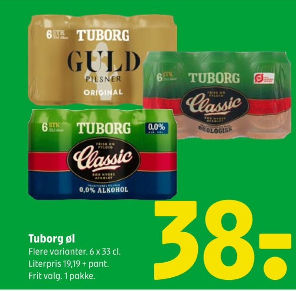 Tuborg Classic 0,0, Øl - Alkoholfri 6 pk.