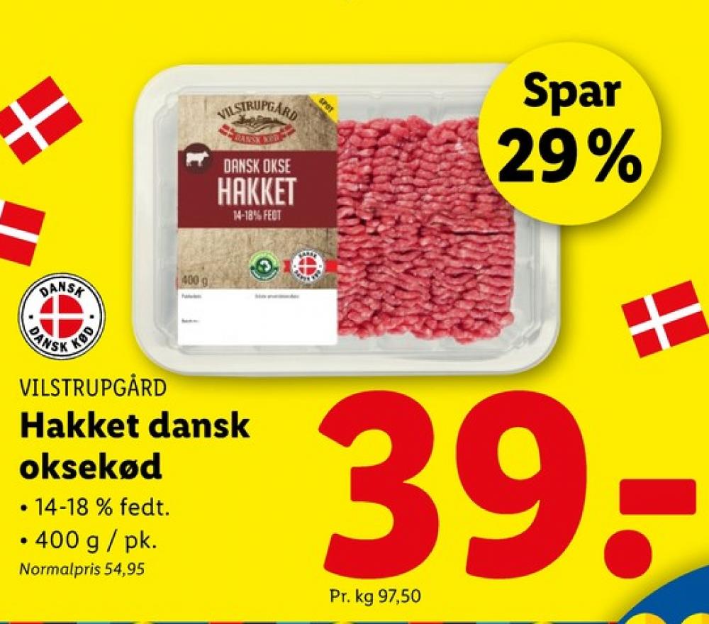 Vilstrupgård, Hakket oksekød 14-18%