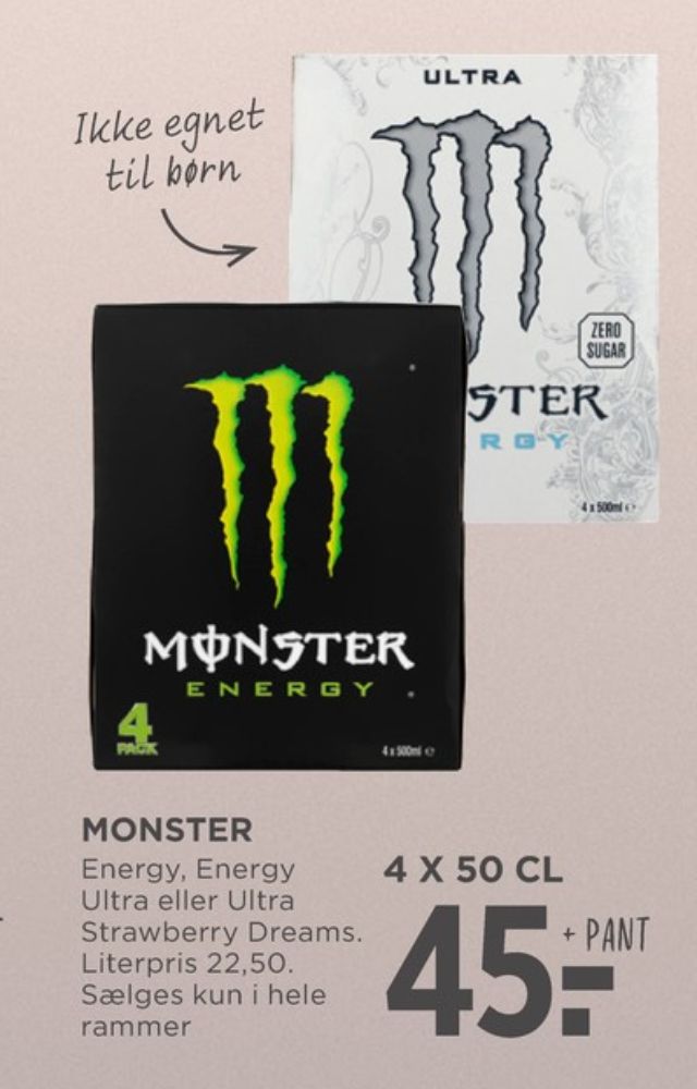 Monster Ultra Strawberry Dreams, Energidrik 4 pk.