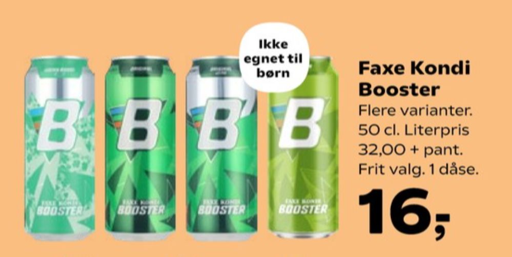 Faxe Kondi Booster Frosty Blue, Energidrik